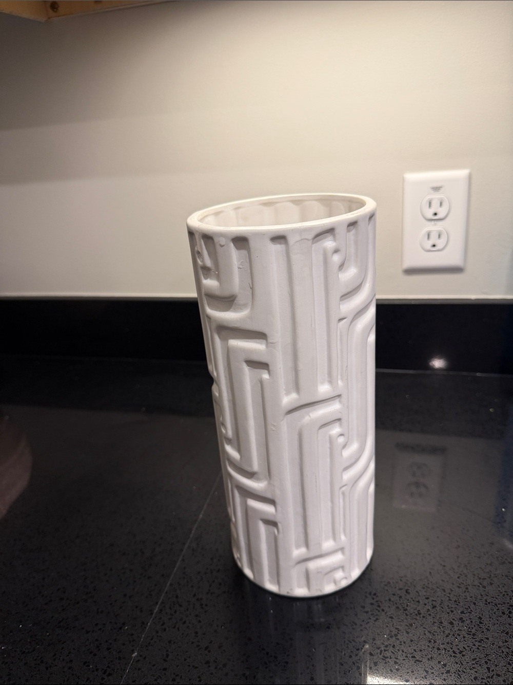 White Textured Ceramic Cylinder Vase